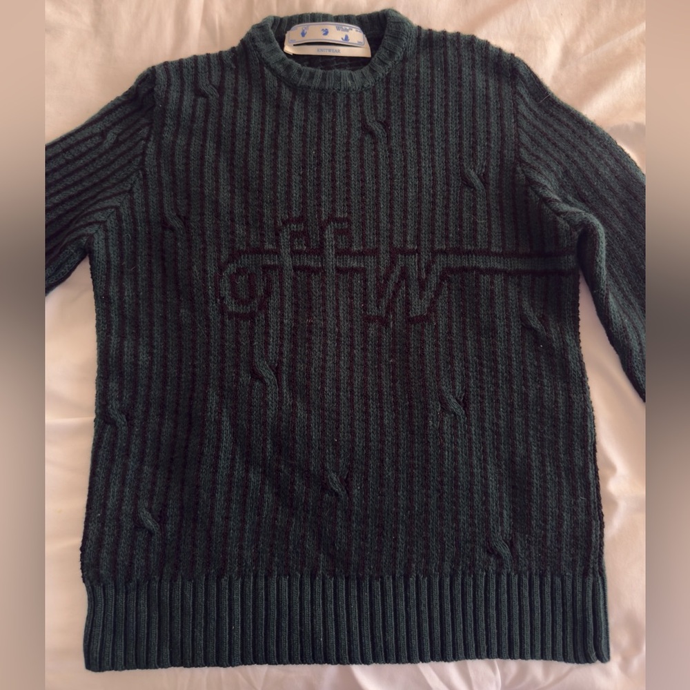 Off-White Dark Green Textured Knit